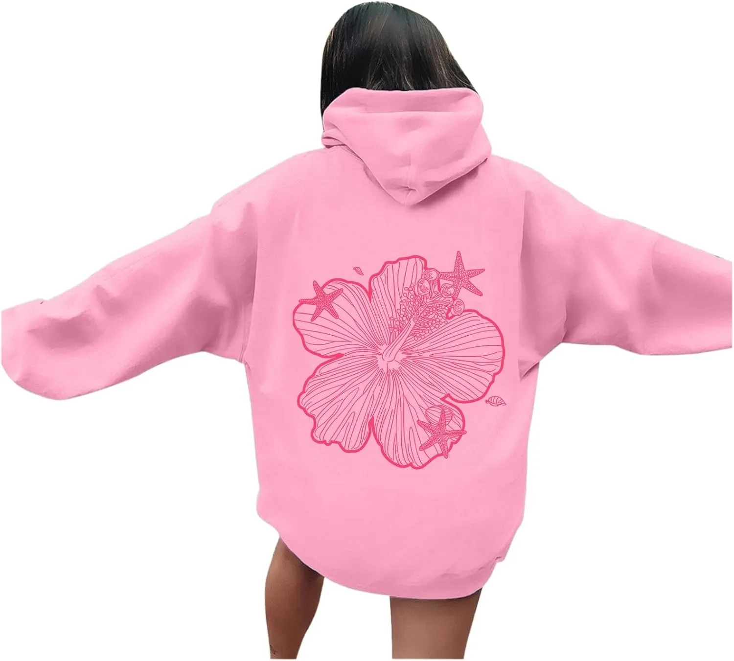 Womens Letter Print Hoodies Sweatshirt Graphic Casual Long Sleeve Drawstring Hooded Pullover Tops With Pocket 2025