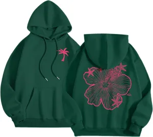Womens Letter Print Hoodies Sweatshirt Graphic Casual Long Sleeve Drawstring Hooded Pullover Tops With Pocket 2025