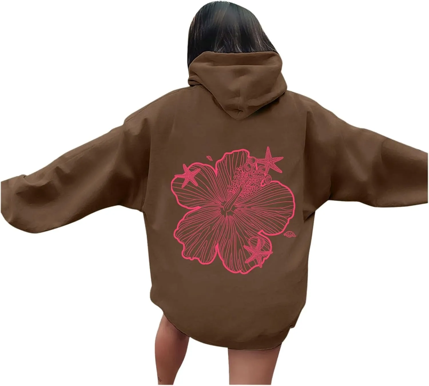 Womens Letter Print Hoodies Sweatshirt Graphic Casual Long Sleeve Drawstring Hooded Pullover Tops With Pocket 2025