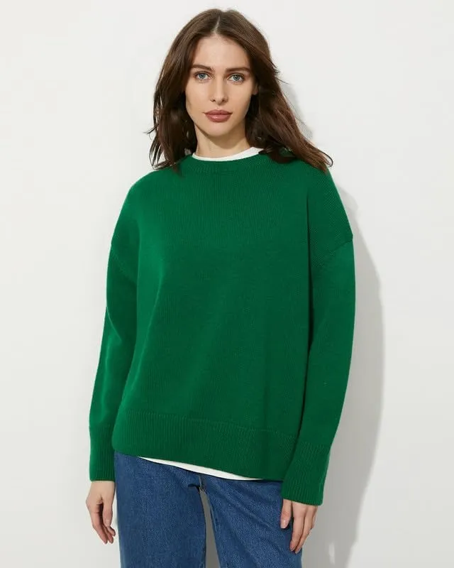 Women's Lightweight Soft Petite Crewneck Lightweight Solid Plain Sweaters Fall Winter Pullover Jumper Tops