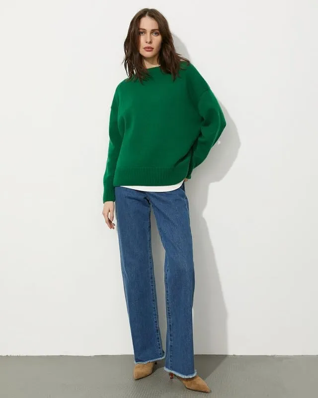 Women's Lightweight Soft Petite Crewneck Lightweight Solid Plain Sweaters Fall Winter Pullover Jumper Tops