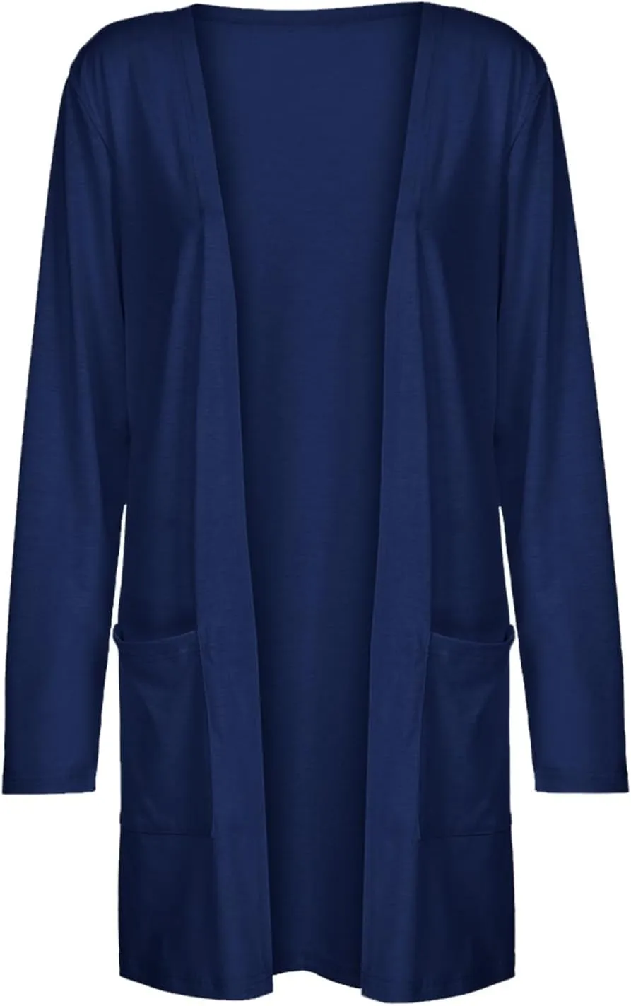 Womens Lightweight Summer Cardigan with Pockets Plus Size Long Sleeve Casual Comfy Thin Open Front Kimono Cardigans