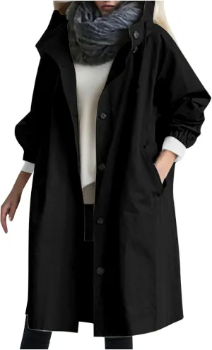 Womens Lightwight Loose Fit Long Jackets Long Sleeve Button Down Oversized Windbreaker Casual Open Front Cardigans