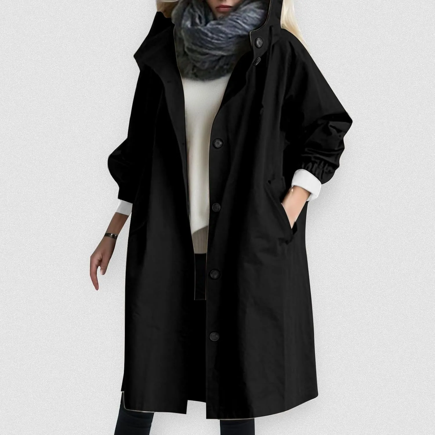 Womens Lightwight Loose Fit Long Jackets Long Sleeve Button Down Oversized Windbreaker Casual Open Front Cardigans