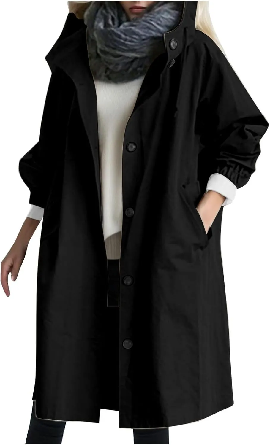 Womens Lightwight Loose Fit Long Jackets Long Sleeve Button Down Oversized Windbreaker Casual Open Front Cardigans