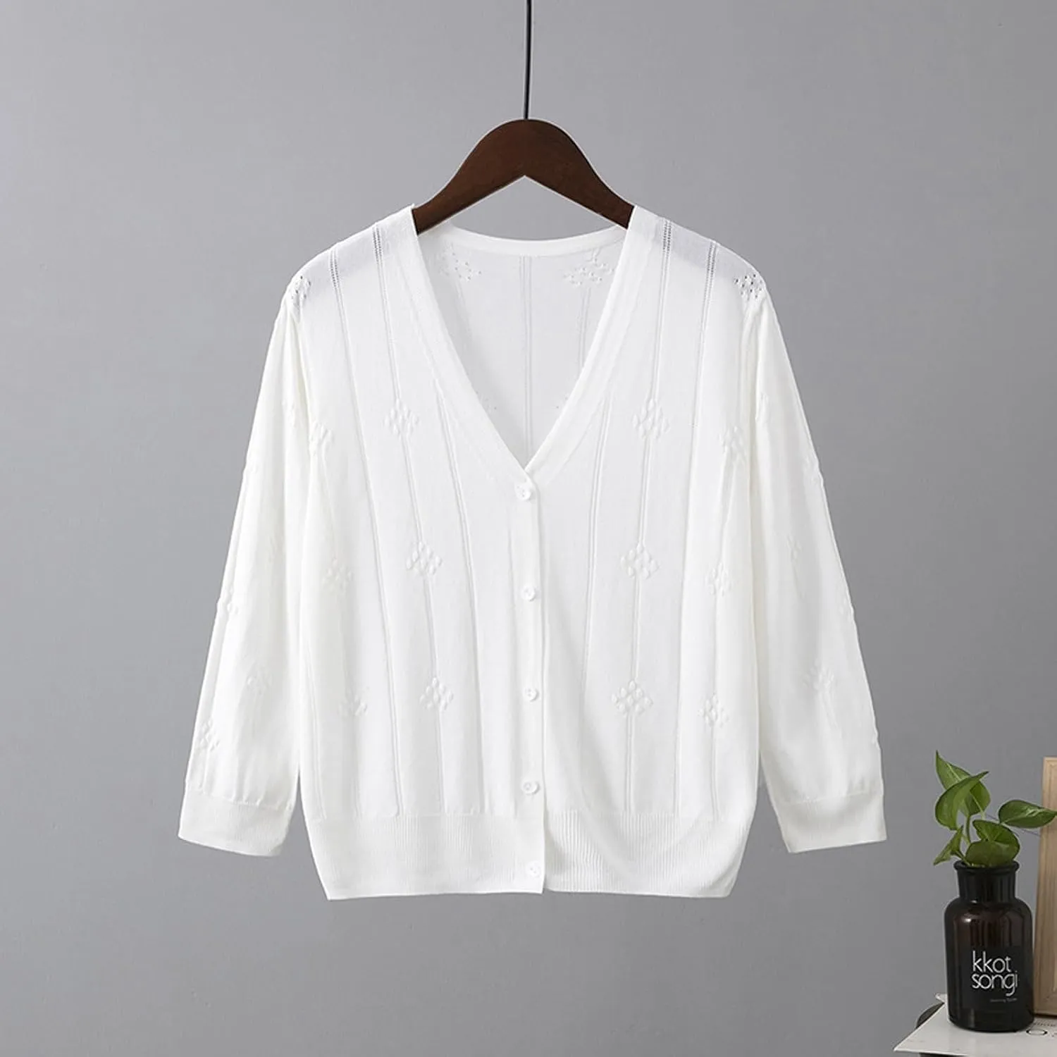 Women's Long Sleeve Button Down Knit Cardigan Sweaters V-Neck Open Front Outerwear Fall Casual Loose Cardigans