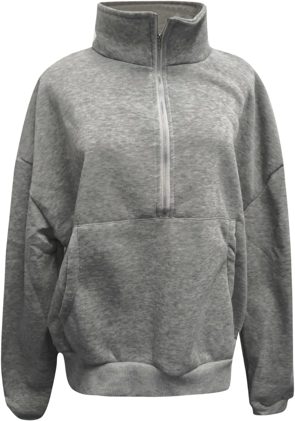 Womens Long Sleeve Half Zip Pullover Hoodies Solid Color Fall Winter Trendy Outfits With Pockets Loose Sweatshirts