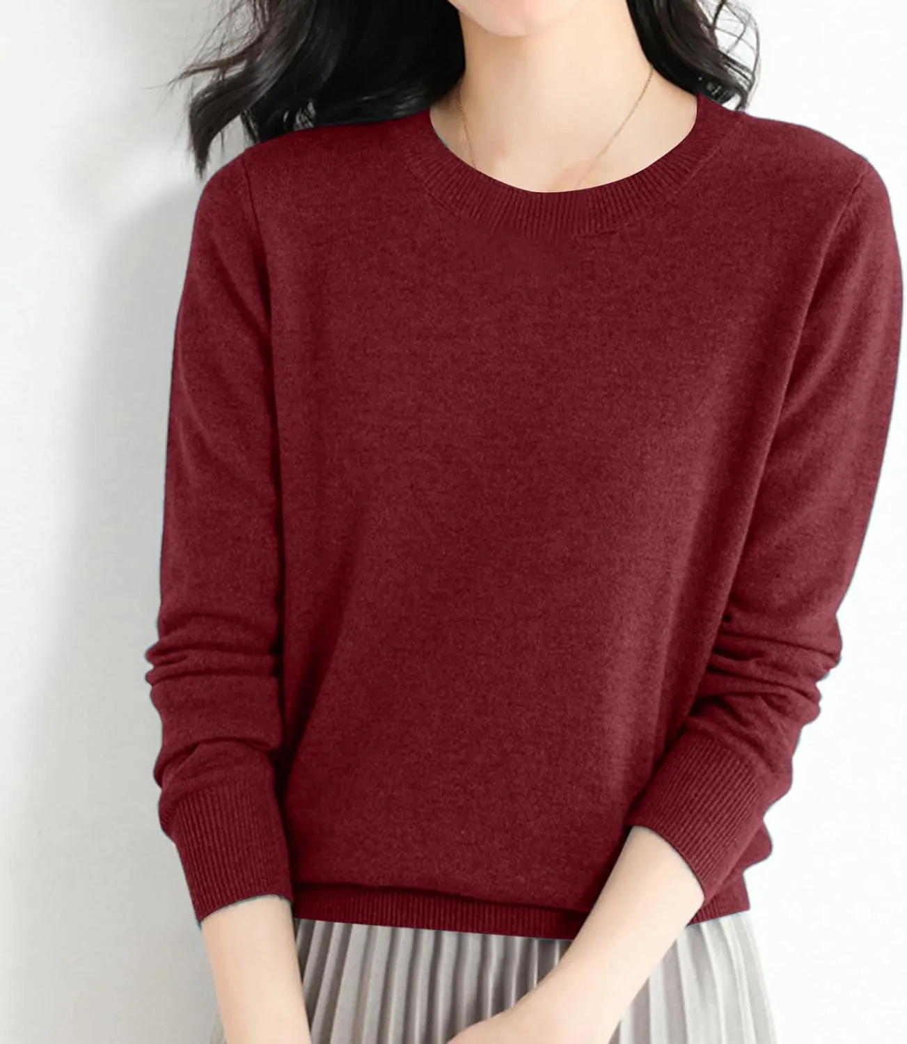 Women's Loose Pullover Sweaters 2024 Fall Winter Clothes Crew Neck Slouchy Long Sleeve Casual Knitted Tops