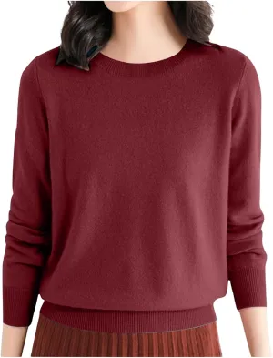 Women's Loose Pullover Sweaters 2024 Fall Winter Clothes Crew Neck Slouchy Long Sleeve Casual Knitted Tops