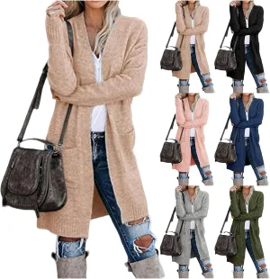 Womens Open Front Cardigan Casual Loose Button Down Cable Knit Long Sleeve Sweater Lightweight Sweater Coats