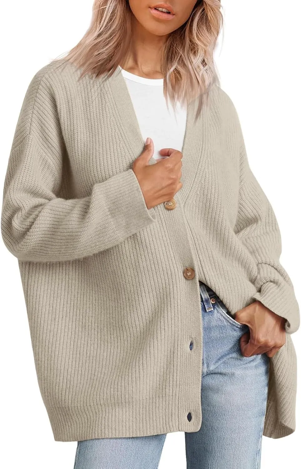 Women's Oversized Cardigan Sweaters Long Sleeve Button Down Open Front Knit Sweater 2024 Fall Fashion Outfits Knitwear
