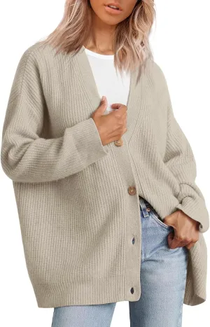 Women's Oversized Cardigan Sweaters Long Sleeve Button Down Open Front Knit Sweater 2024 Fall Fashion Outfits Knitwear
