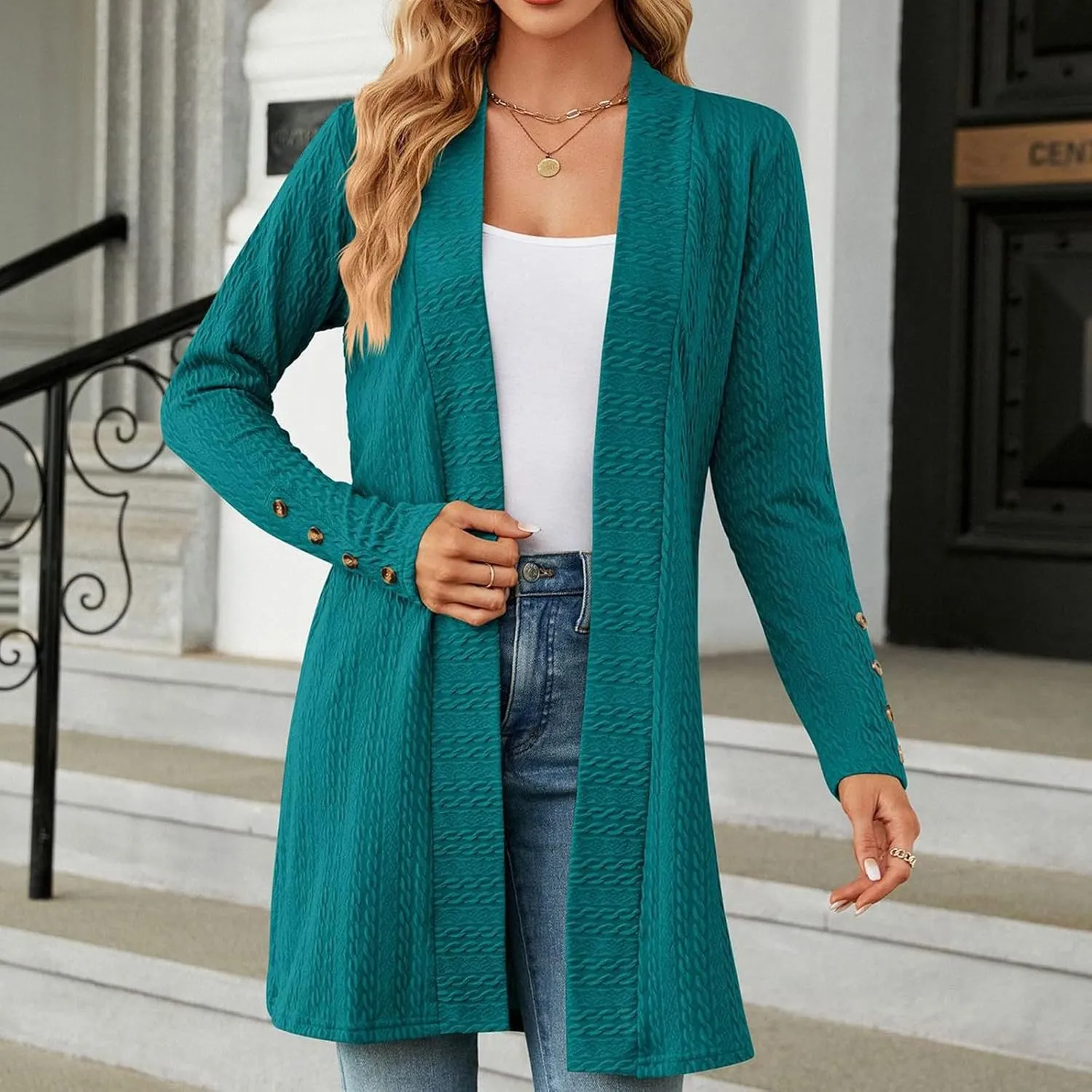 Womens Oversized Cardigans Knit Open Front Sweater Loose Outerwear Coats Fall Fashion 2024 Work Clothes for Women