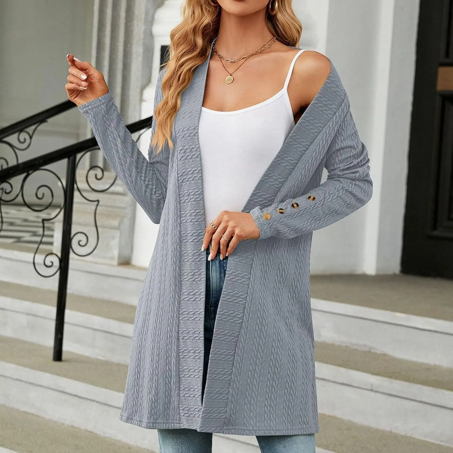 Womens Oversized Cardigans Knit Open Front Sweater Loose Outerwear Coats Fall Fashion 2024 Work Clothes for Women