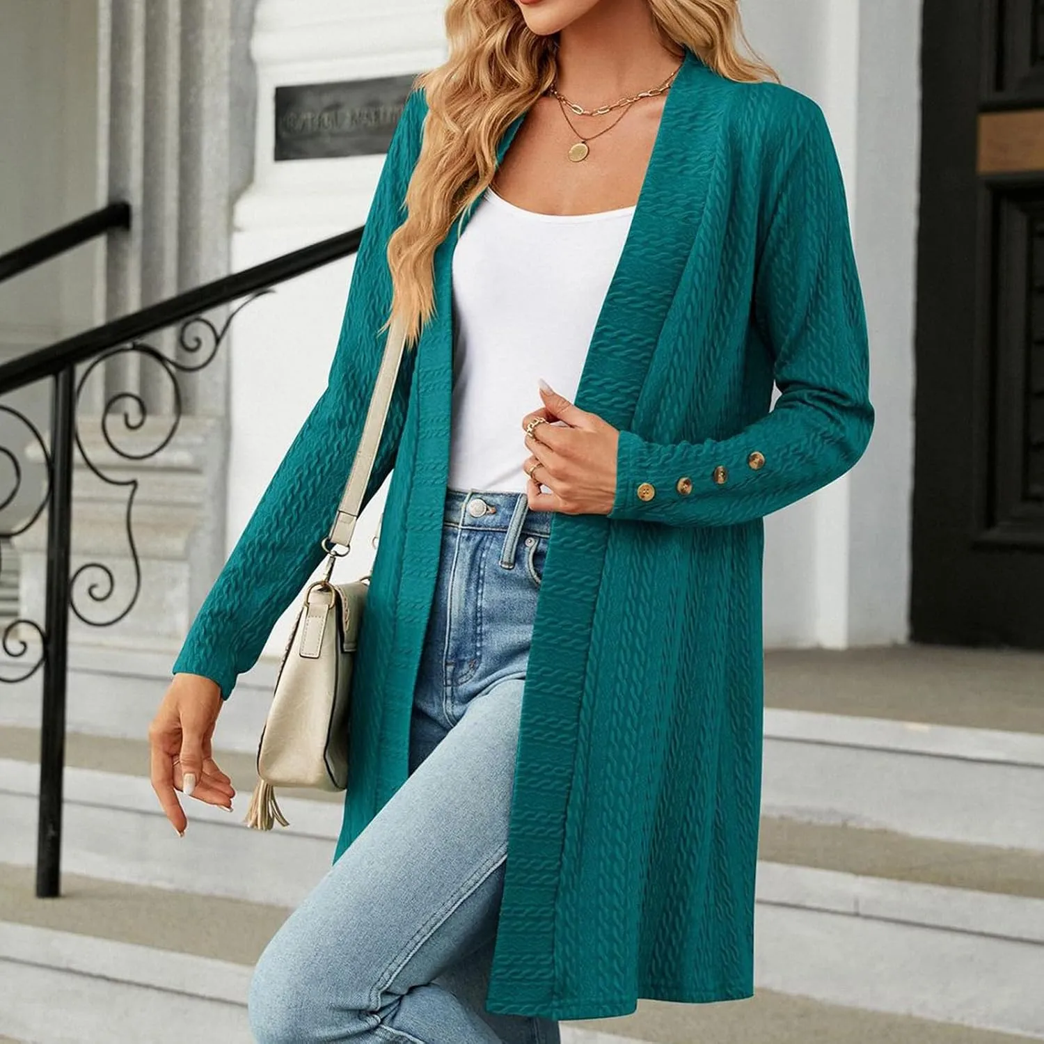 Womens Oversized Cardigans Knit Open Front Sweater Loose Outerwear Coats Fall Fashion 2024 Work Clothes for Women
