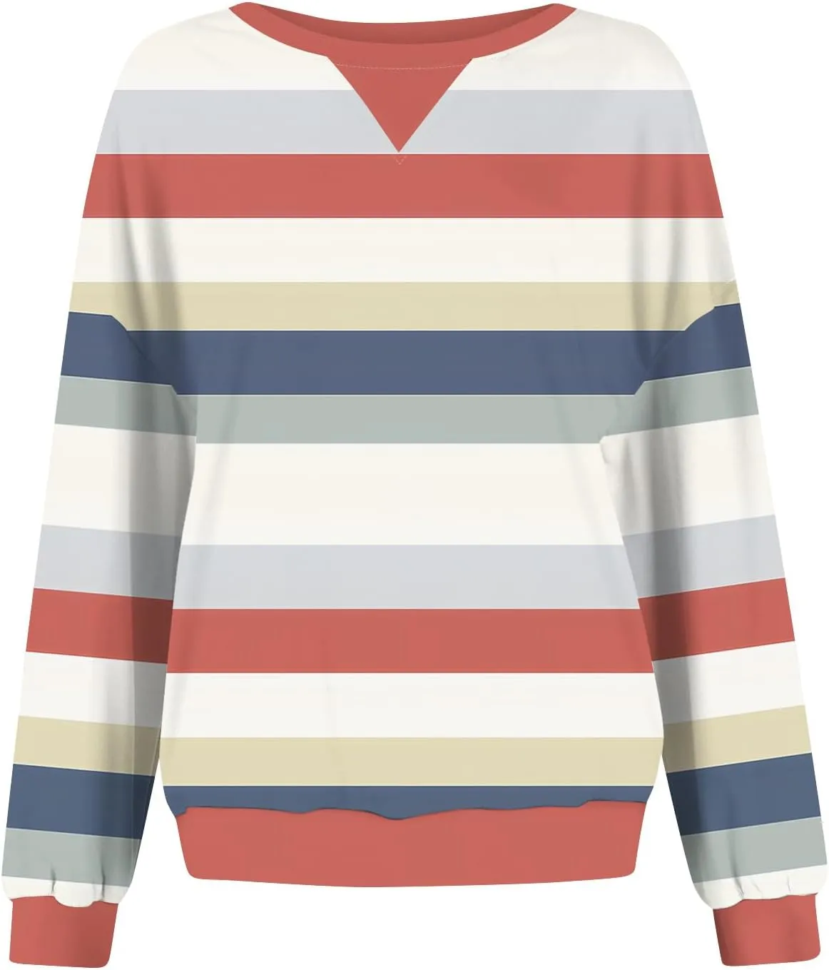 Women's Oversized Pullover Striped Sweatshirt Soft Crew Neck Fall Sweaters for Women Trendy 2024