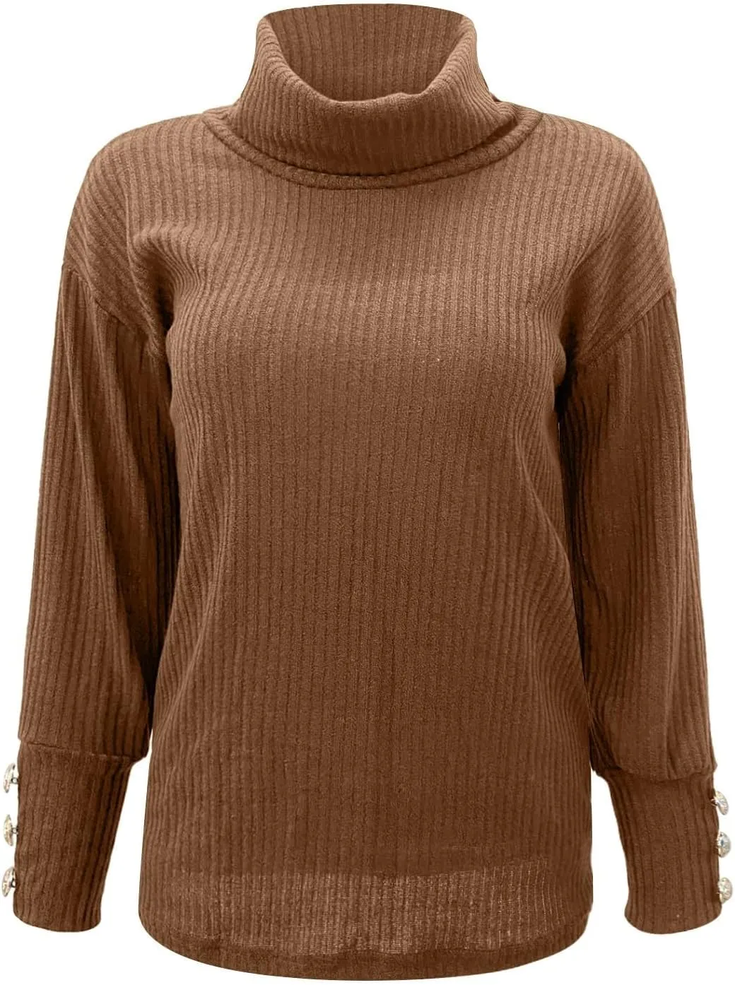 Womens Oversized Turtleneck Long Sleeve Sweater Soft Casual Loose Cable Knit Cozy Sweater Tunic Pullover Jumper Top