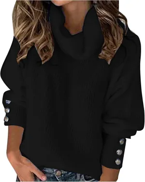 Women's Oversized Turtleneck Sweaters Chunky Pullover Sweaters Cowl Neck Long Sleeve Winter Slouchy Loose Knit Sweaters