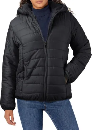 Women's Puffer Jacket Lightweight Slim Fit Short Down Jacket Casual Zip Up Outwear Hooded Warm Puffy Coats with Pocket