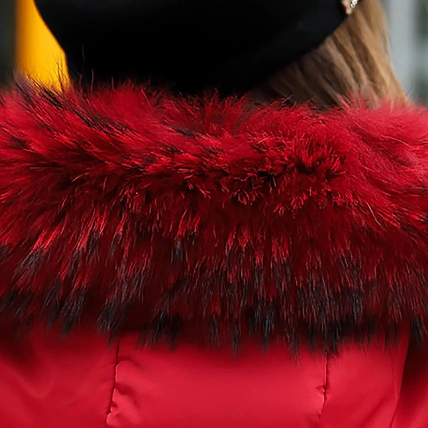 Womens Puffer Jacket Packable Down Coat Button Padded Quilted Outwear With Faux Fur Hood Thicken Fleece Lined Jackets