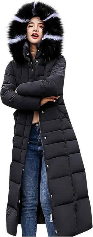 Women's Puffer Jacket Winter Windproof Warm Down Coats Waterproof Thicken Puffer Jackets With Faux Fur Removable Hood