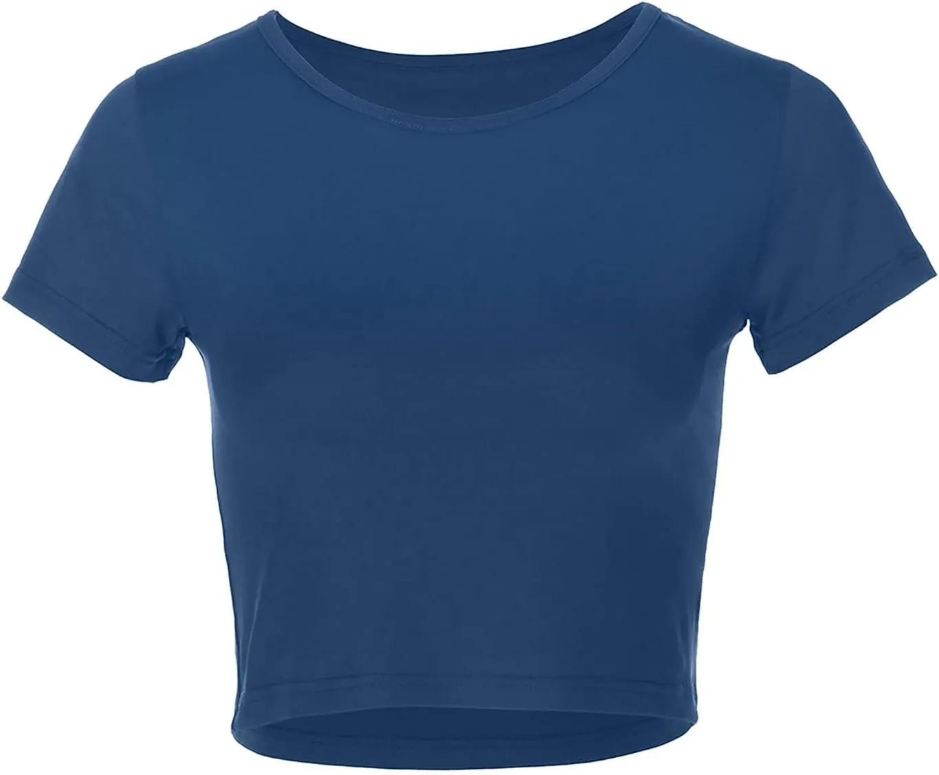 Womens Slim Fit Crop Top Trendy Solid Color Y2K Athletic Tight Pullover Tee Long Sleeve Round Neck Casual Yoga Blouse