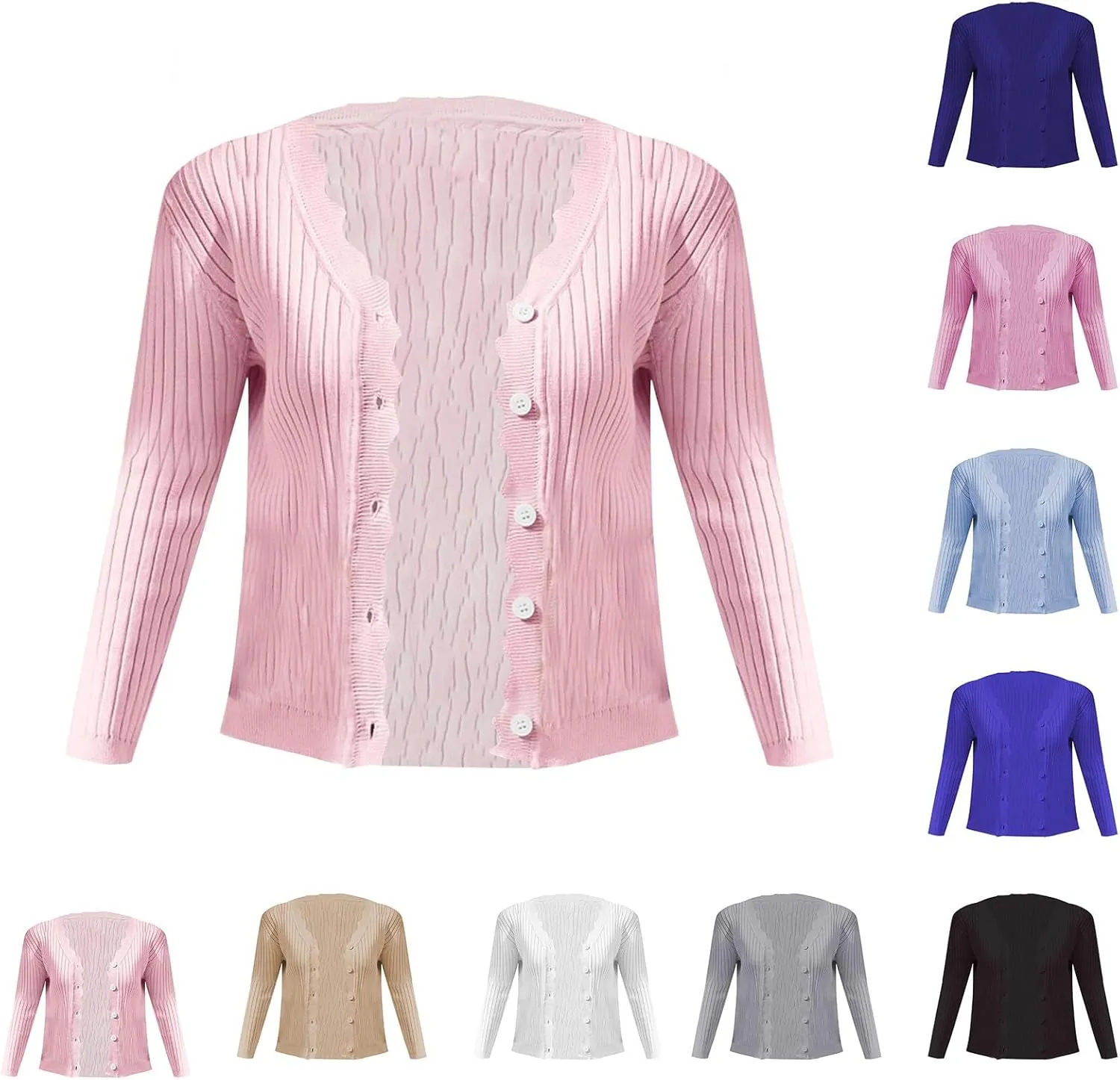 Women's Soft Long Sleeve Floral Knit Cardigans Sweater Jacket Top Design Short Womens 2024 Autumn Lightweight