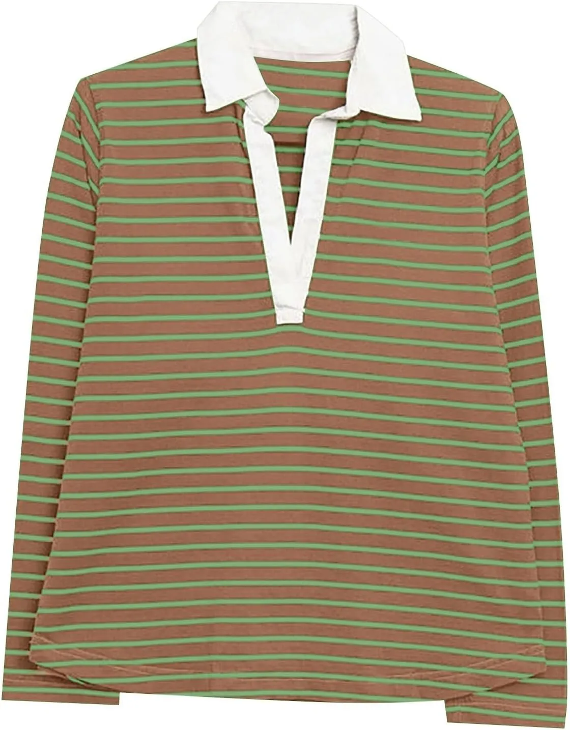 Womens Striped Sweatshirts 2024 V Neck Casual Loose Blouses Business Casual Fall Fashion Outfits Clothes