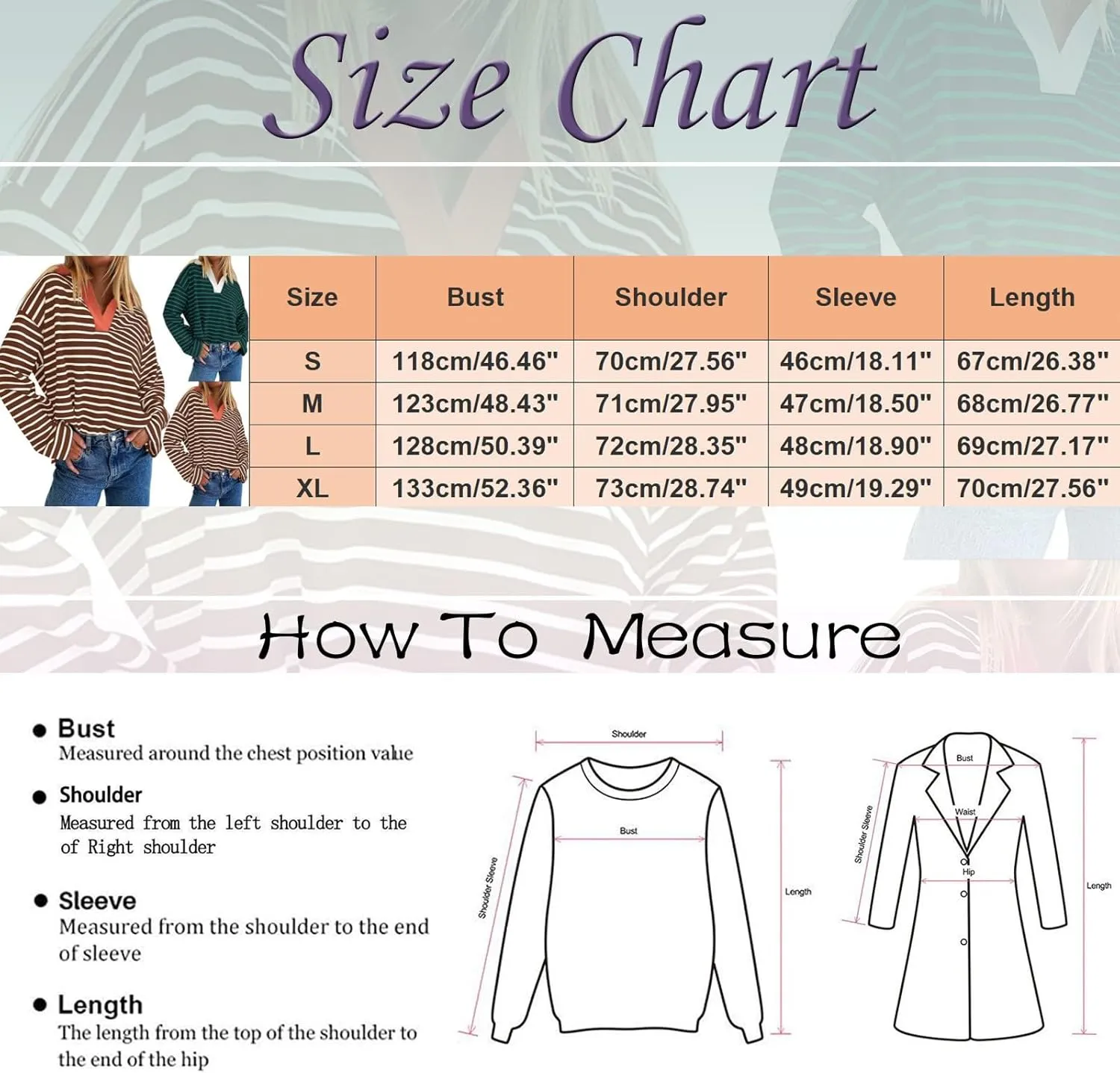 Womens Striped Sweatshirts 2024 V Neck Casual Loose Blouses Business Casual Fall Fashion Outfits Clothes