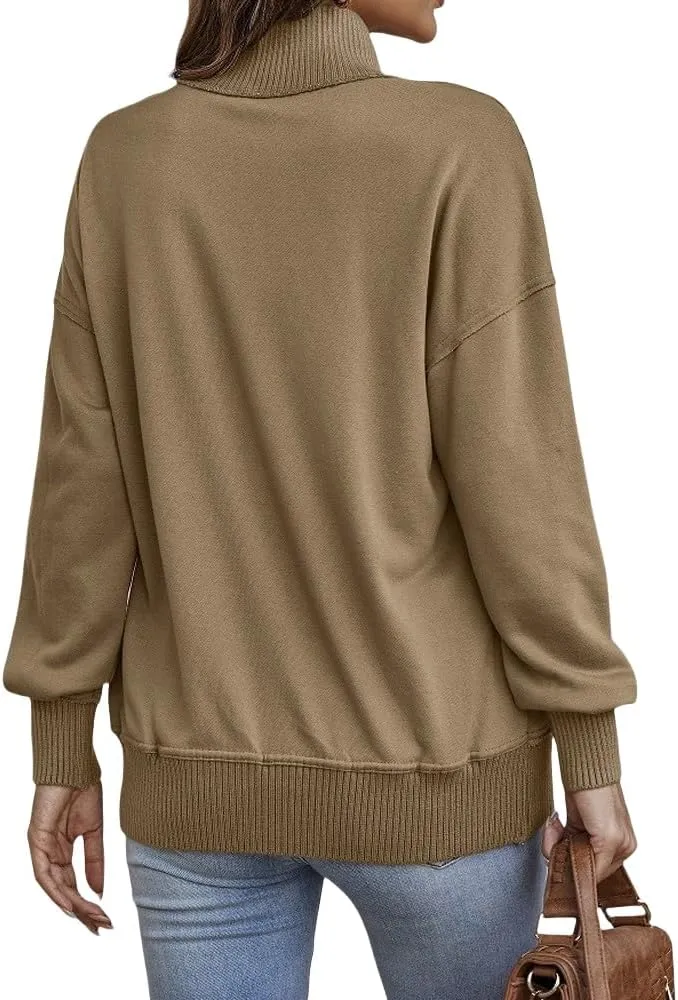 Womens Sweatshirt Casual Long Sleeve Henley Button V Neck Lightweight Sweatshirts Loose Pullover Tops with Pocket