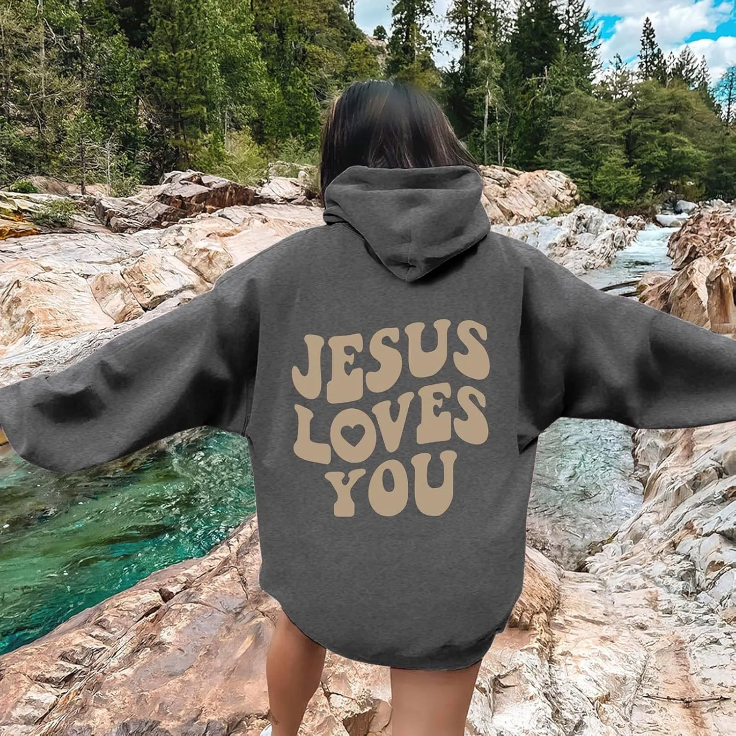 Women's Sweatshirt Plus Size Casual Jesus Letter Print Pullover Sweaters for Women Y2k Hoodies for Women Plus Size