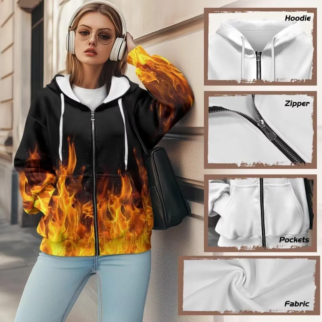 Womens Sweatshirt Zip Up Graphic Hoodies Jacket Lightweight Pullover Hoodie Top Soft Comfy Fall Winter Outfit
