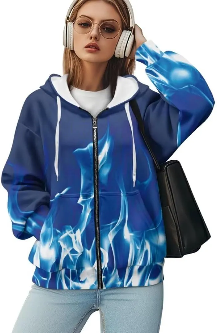 Womens Sweatshirt Zip Up Graphic Hoodies Jacket Lightweight Pullover Hoodie Top Soft Comfy Fall Winter Outfit