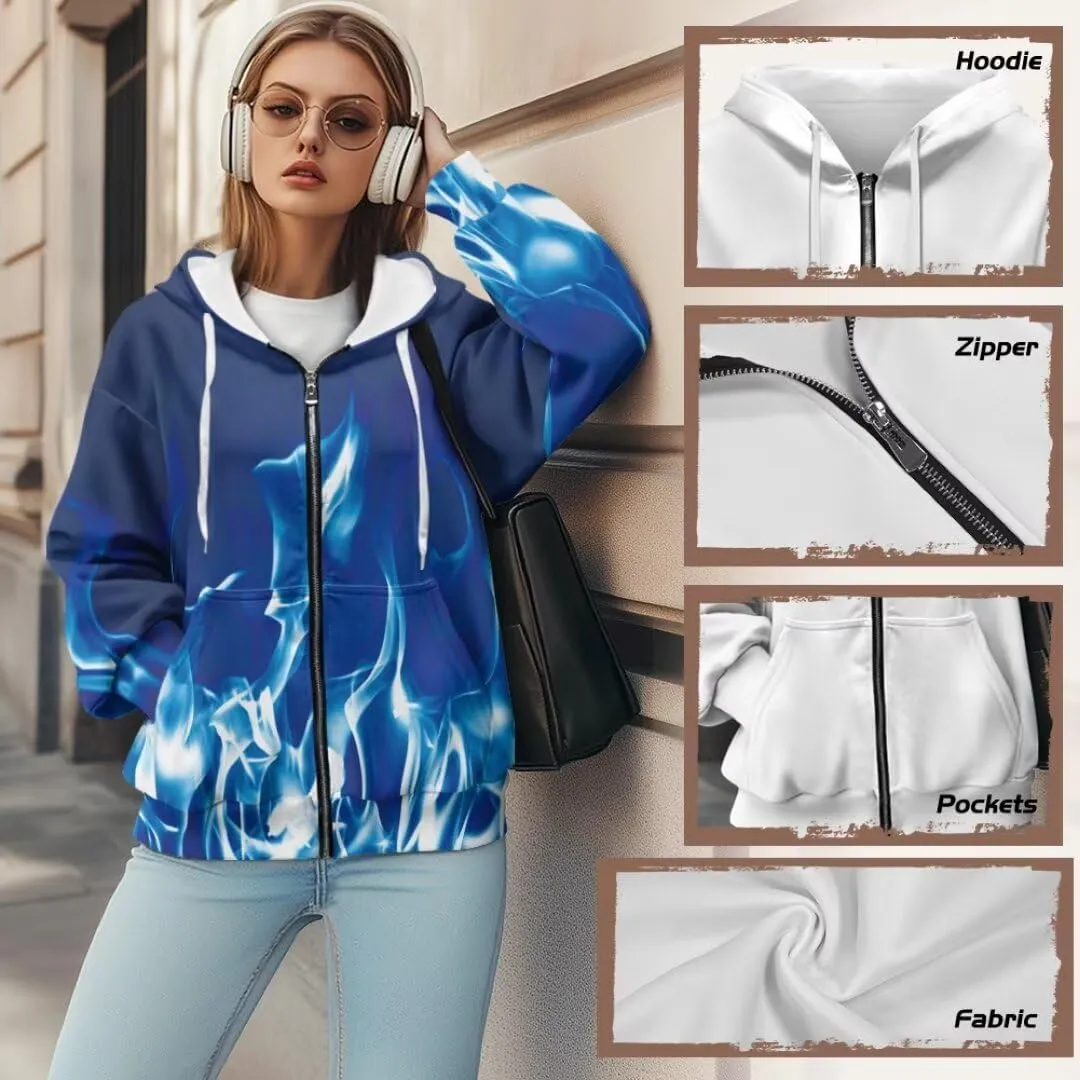 Womens Sweatshirt Zip Up Graphic Hoodies Jacket Lightweight Pullover Hoodie Top Soft Comfy Fall Winter Outfit