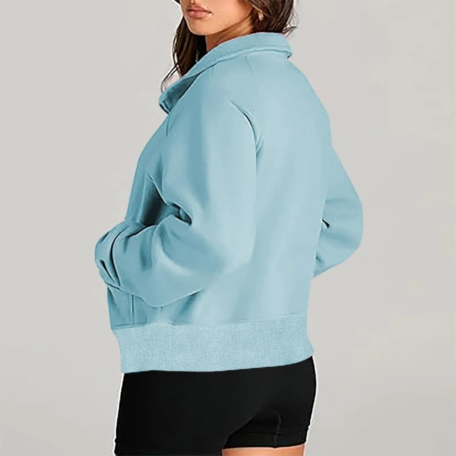Womens Sweatshirts with Thumb Hole Half Zipper Fleece Athletic Pullovers Mock Neck Fall Winter Oversized Sweat Shirt