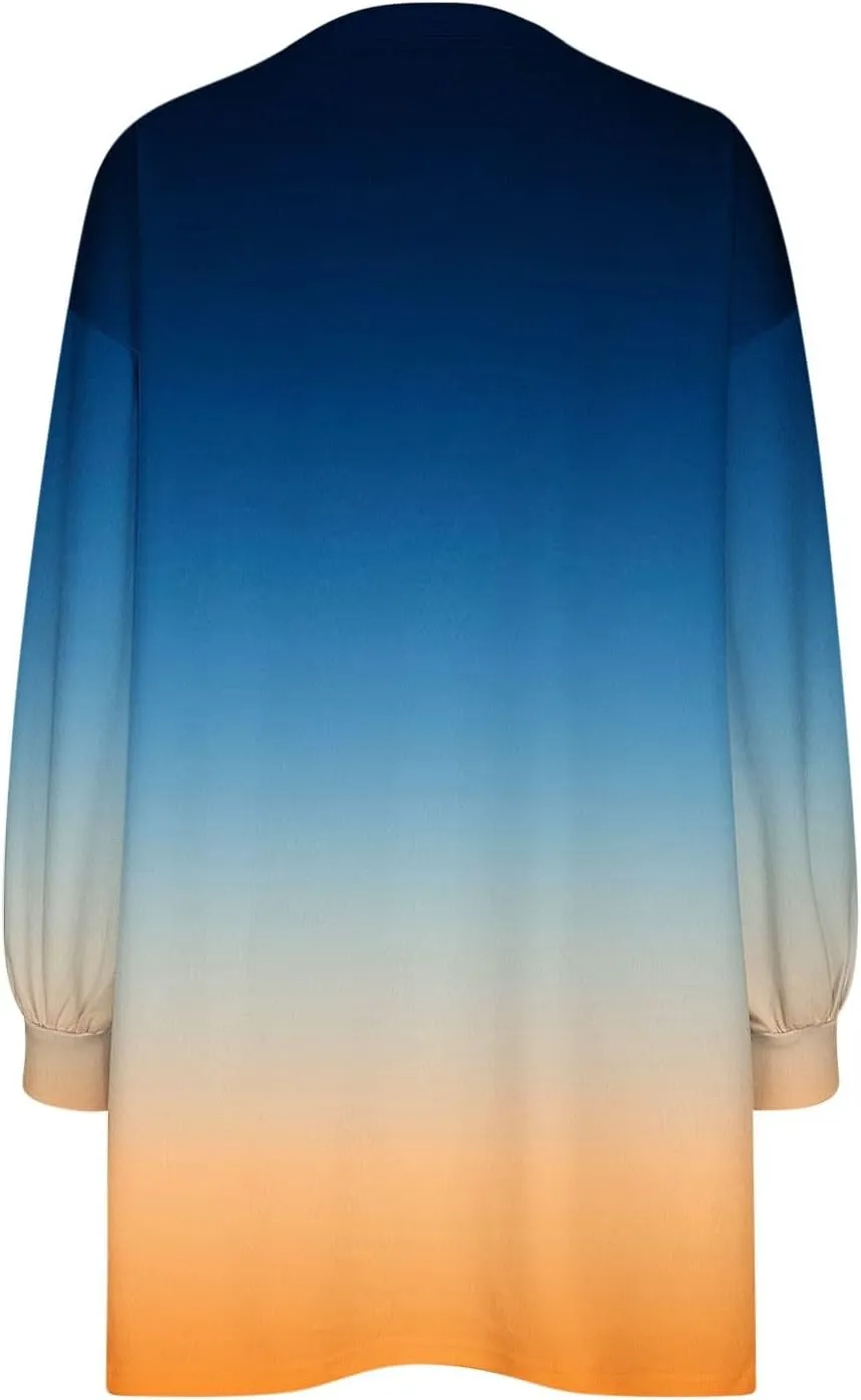 Womens Tie Dye Sweatshirt Oversized Casual Long Sleeve Crewneck Pullover Shirts 2024 Fashion off The Shoulder Sweater
