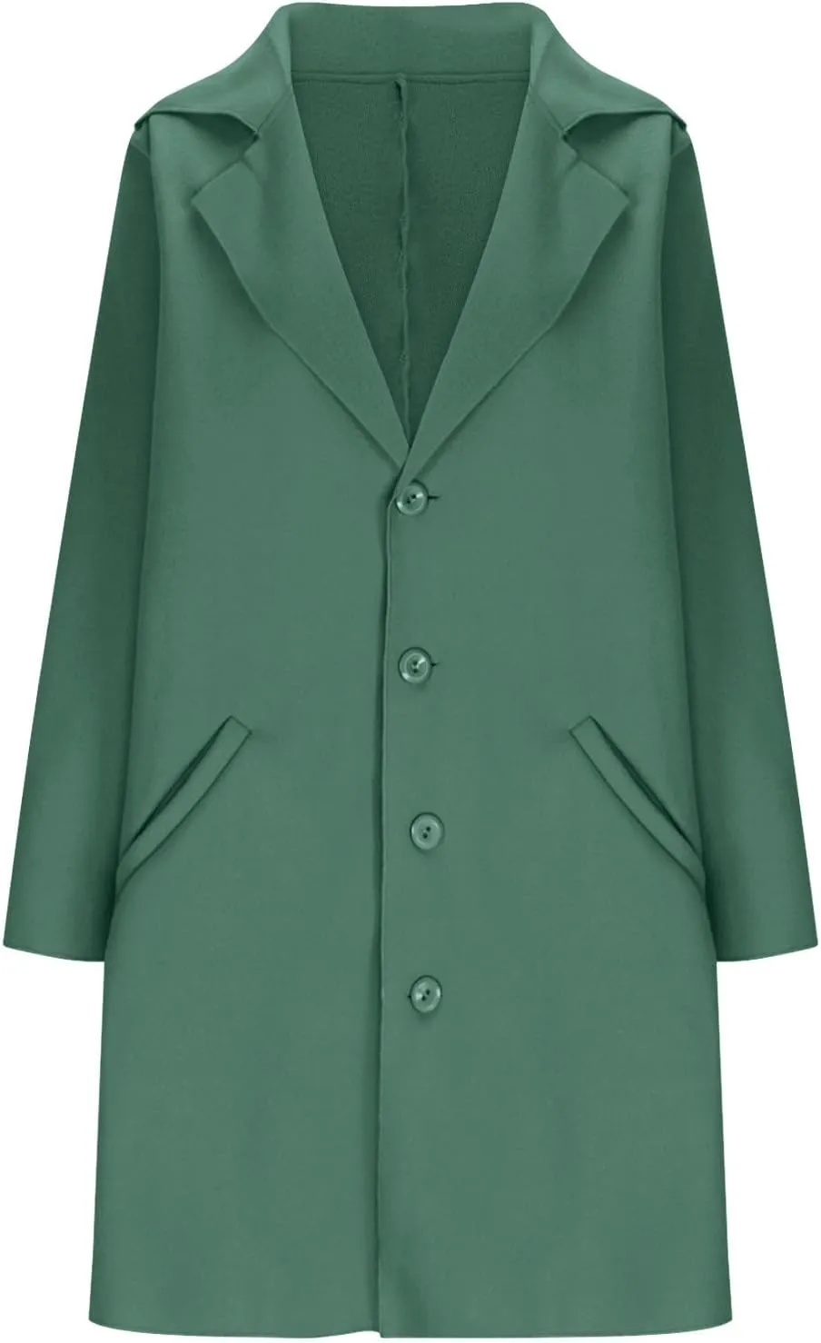 Women's Trench Coats Single Breasted Long Coat Notch Lapel Pea Coat Plus Size Wool Blend Coats Fall Winter Outfits