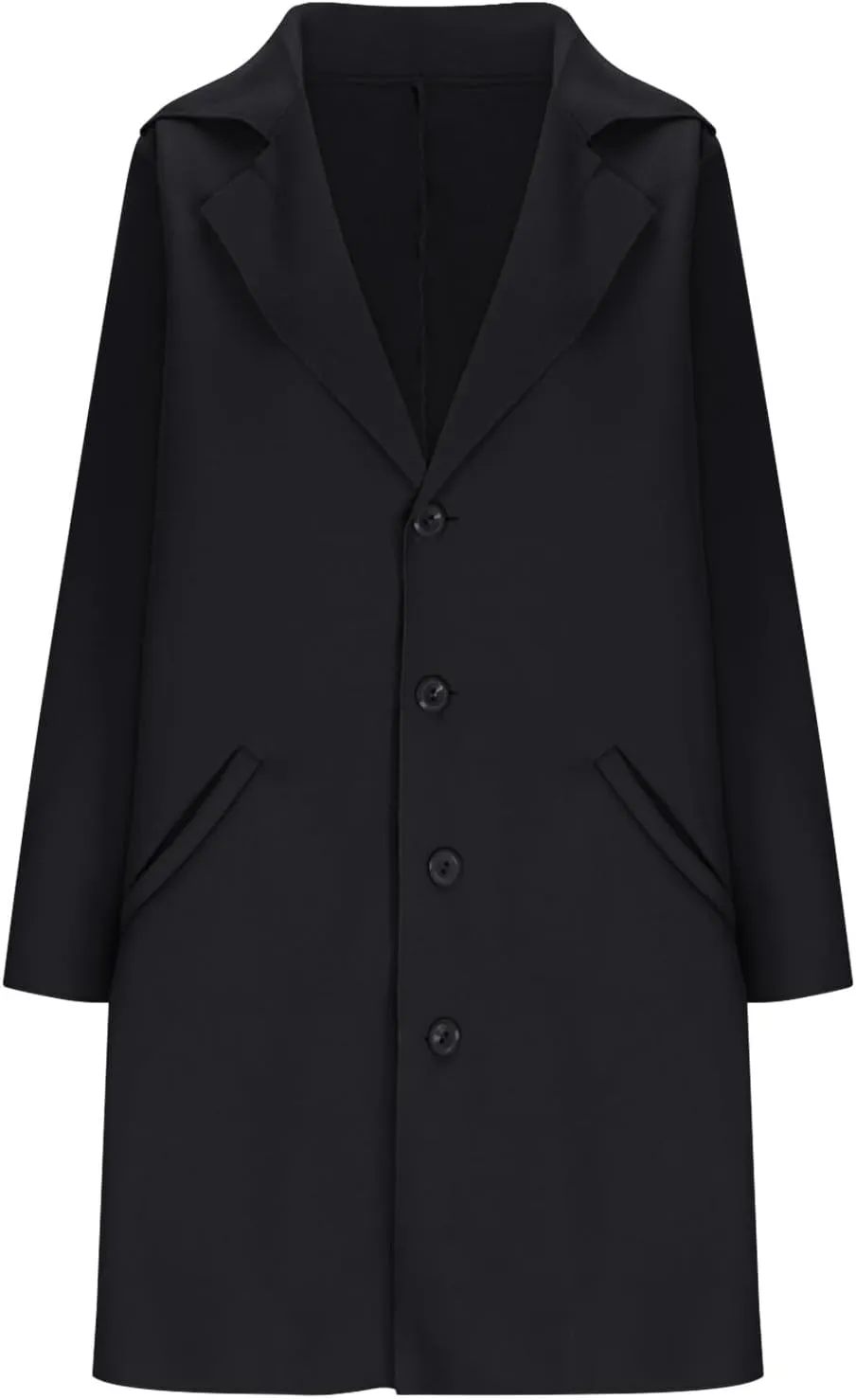 Women's Trench Coats Single Breasted Long Coat Notch Lapel Pea Coat Plus Size Wool Blend Coats Fall Winter Outfits