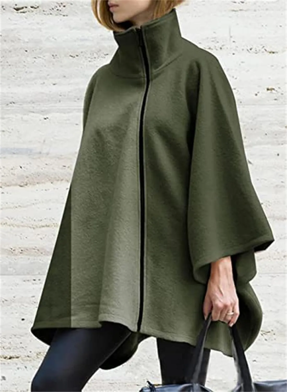 Womens Trendy Shawls and Wraps High Neck Zip up Lightweight Soft Wool Poncho Cape Solid Comfy Blanket Sweatshirts
