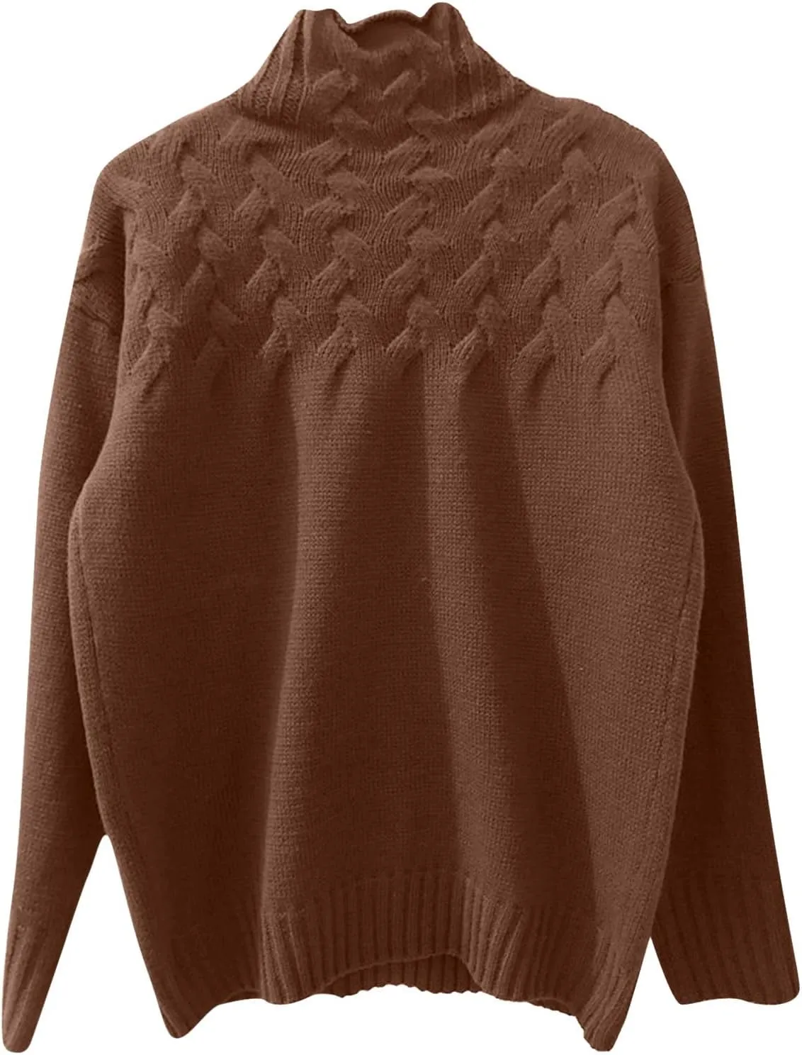 Womens Turtleneck Sweater Trendy Cowl Neck Long Sleeve Warm Cable Knitted Sweaters Shirt Soft Cozy Pullover Tops