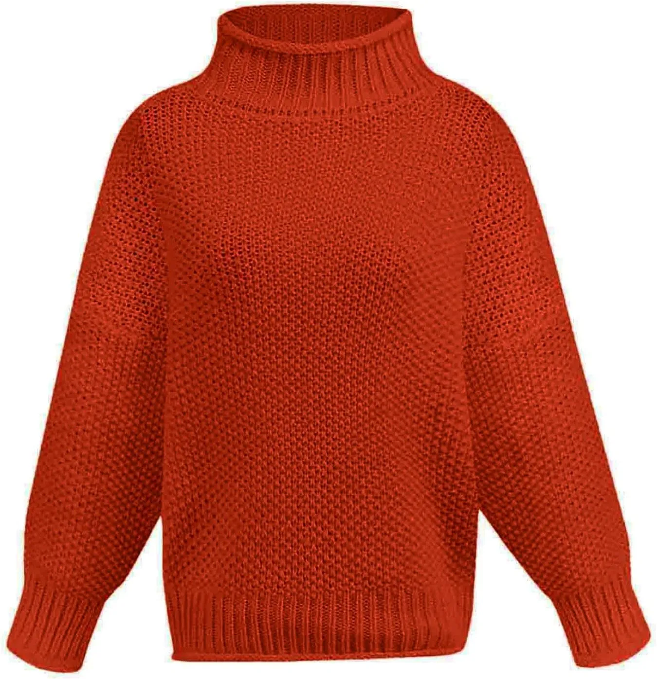 Womens Turtleneck Sweaters Long Sleeve Oversized Fuzzy Knit Chunky Warm Pullover Drop Shoulder Jumper 2023