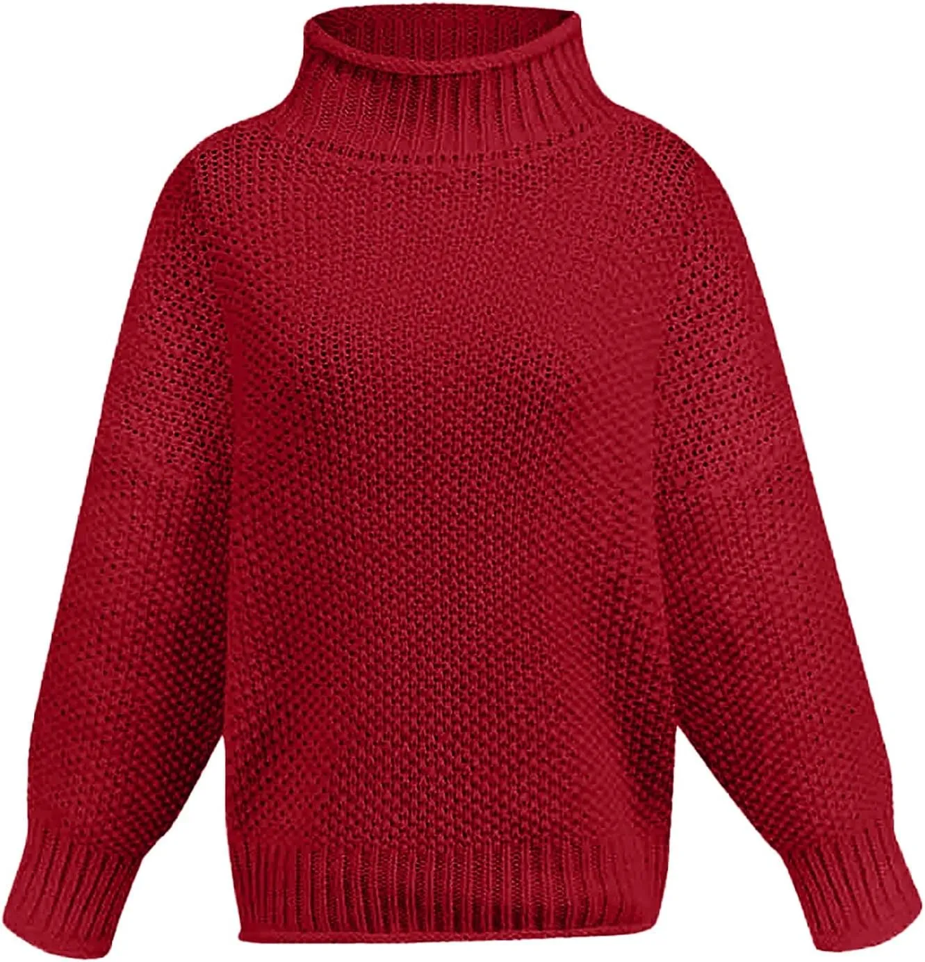 Womens Turtleneck Sweaters Long Sleeve Oversized Fuzzy Knit Chunky Warm Pullover Drop Shoulder Jumper 2023