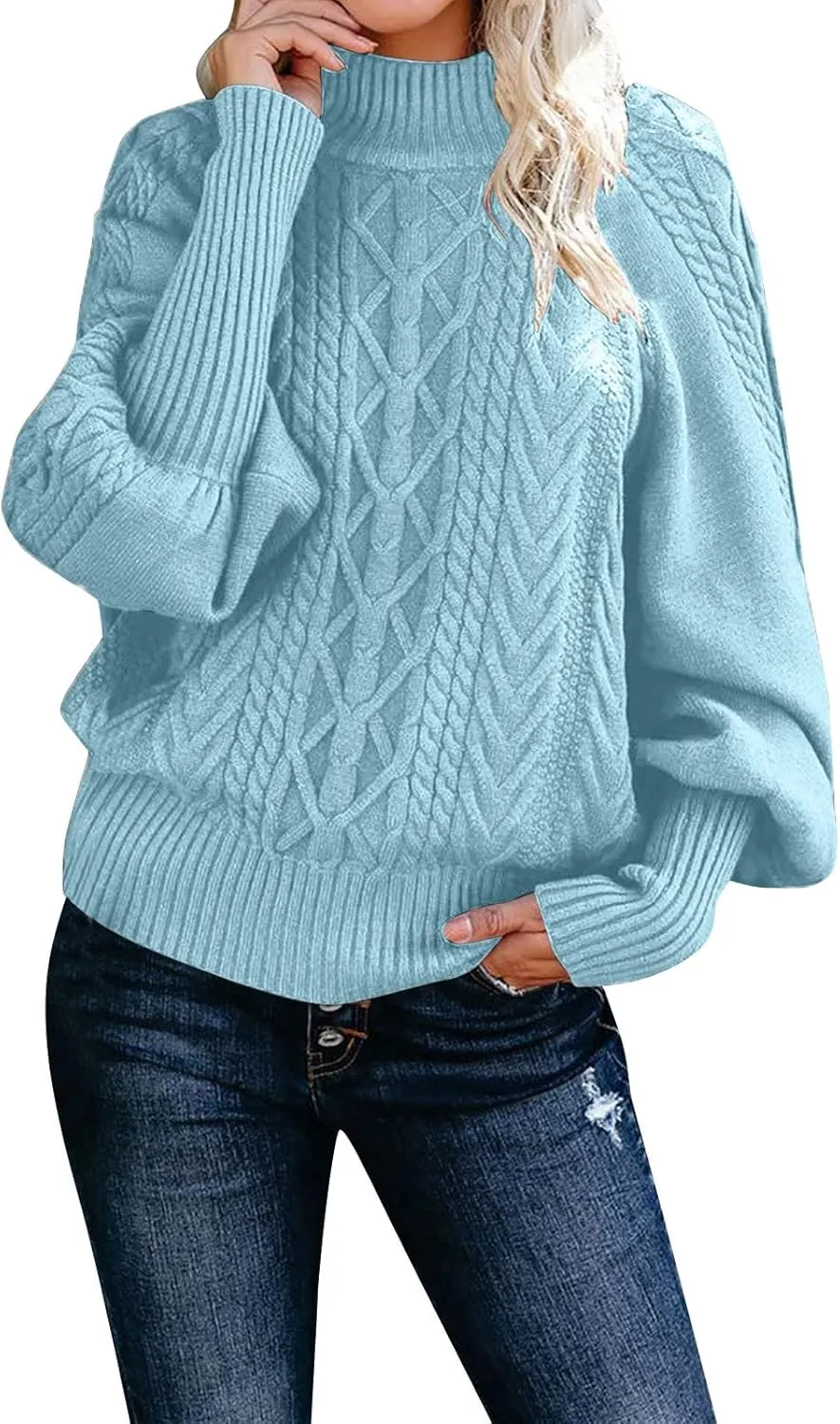 Womens Turtleneck Sweaters Oversized Sweaters Ribbed Knit Sweater Winter Pullover Sweater Chunky Sweaters Jumper Tops