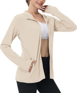 Women's UPF 50  Hooded Sun Shirt Lightweight Long Sleeve Sunscreen Hooded Jacket Summer Ultra Soft Full Zip Up Hoodie