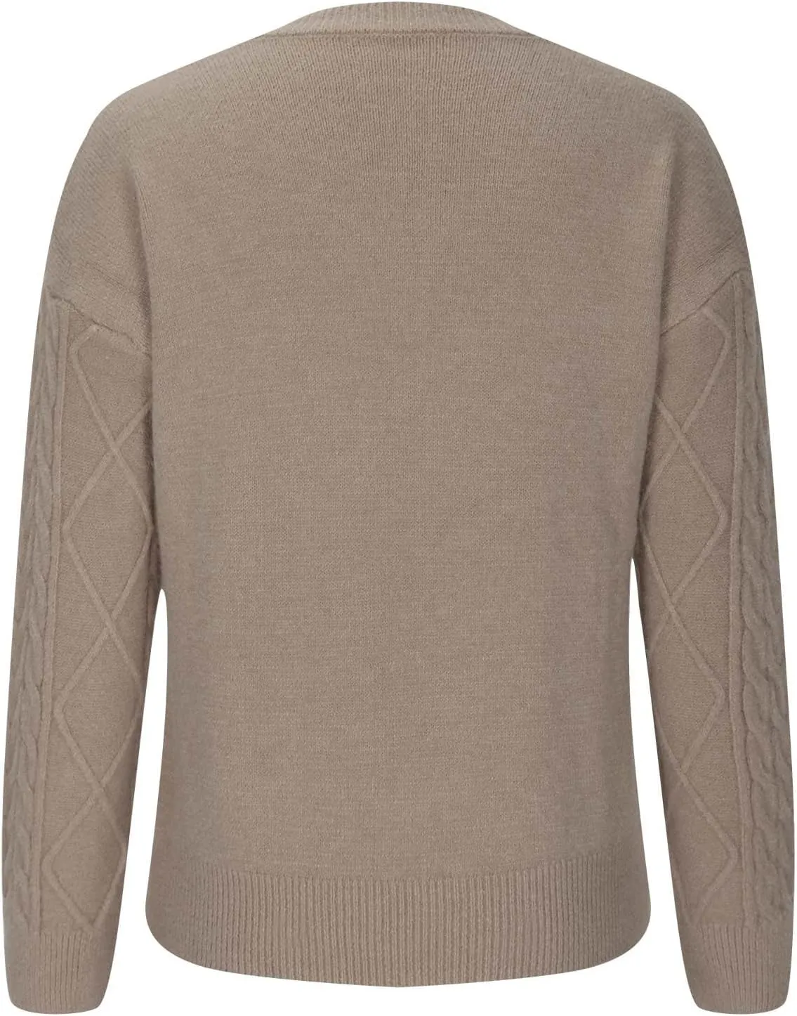 Women's V Neck Cable Knit Sweaters Chunky Warm Pullover Crewneck Long Sleeve Baggy Knitwear Loose Fit Jumper Tops