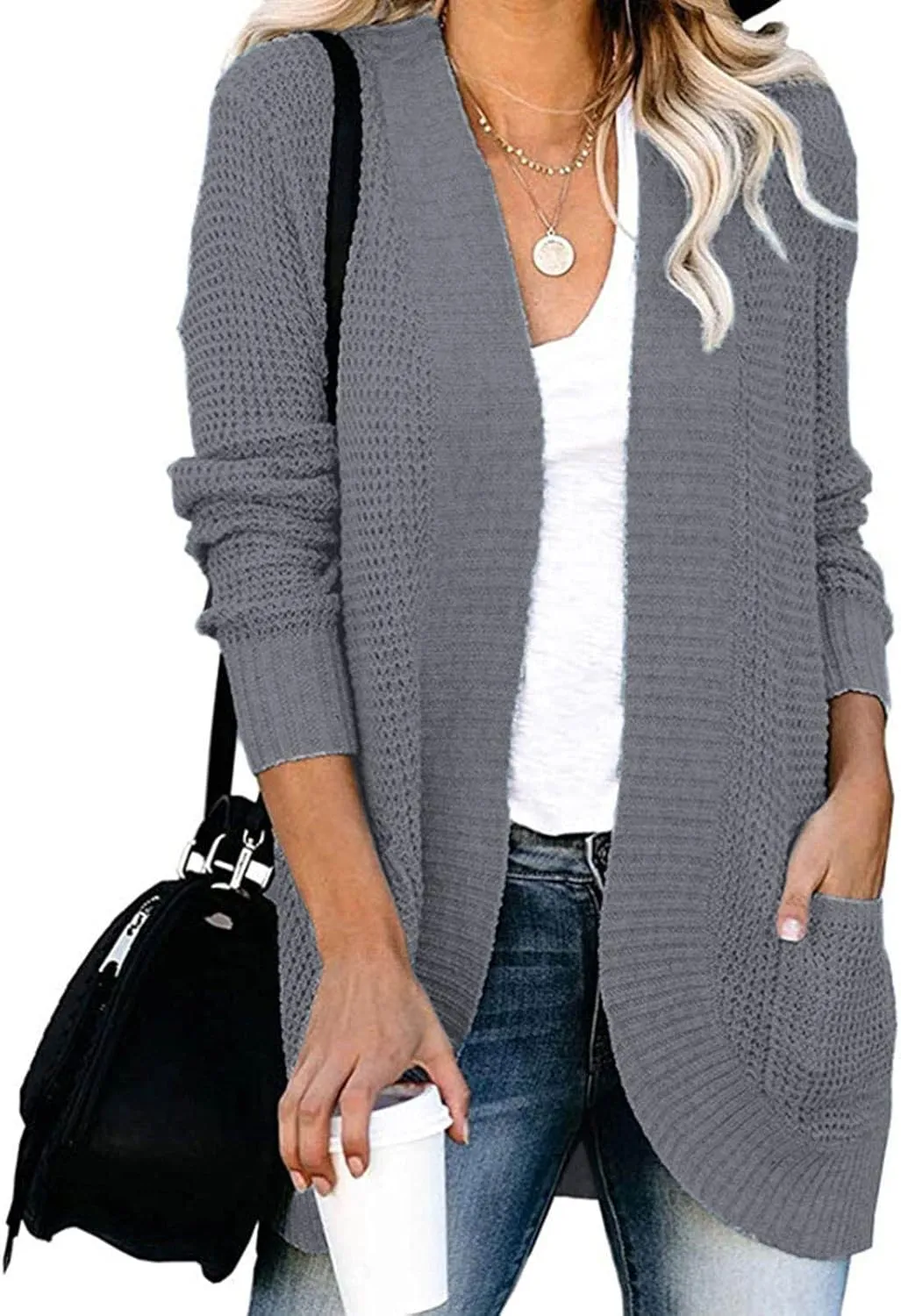 Women's Warm Hooded Cardigan Coats Winter Printed Knitted Button Oversized Long Cardigans Sweater for Women 2023
