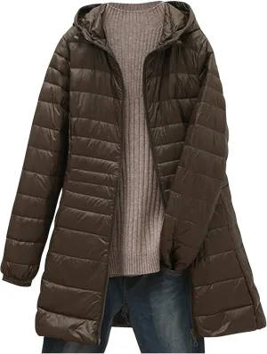 Womens Winter Coats Lightweight Quilted Jackets Thicken Warm Puffer Jackets Long Down Coats Slim Fit Windproof Outwear
