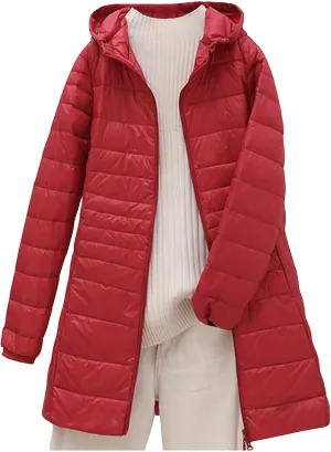 Womens Winter Coats Lightweight Quilted Jackets Thicken Warm Puffer Jackets Long Down Coats Slim Fit Windproof Outwear