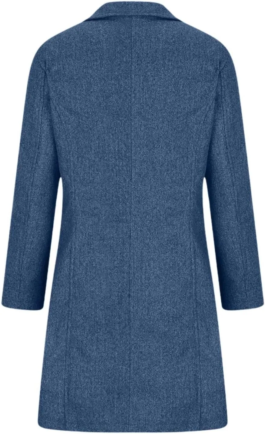 Women's Wool Blend Coat 2024 Winter Jackets Mid Long Warm Pea Coats Dressy Slim fit Trench Overcoat with Pockets