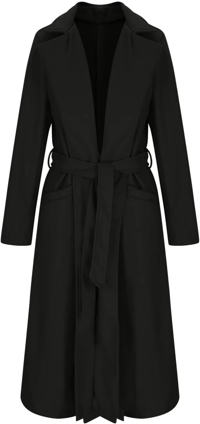 Women's Wool Blend Trench Coat Winter Jackets Mid Long Warm Pea Coats Dressy Casual Double Breasted Overcoat & Pocket